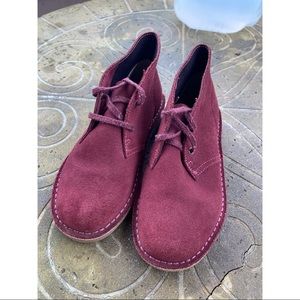 Clarks Burgundy Suede Shoes Childrens Size 11W